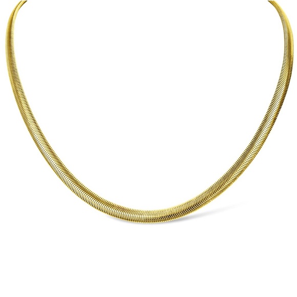 Gold Snake Chain Necklace 18” Width 6mm | waterproof, layering, casual, formal - Picture 2 of 3